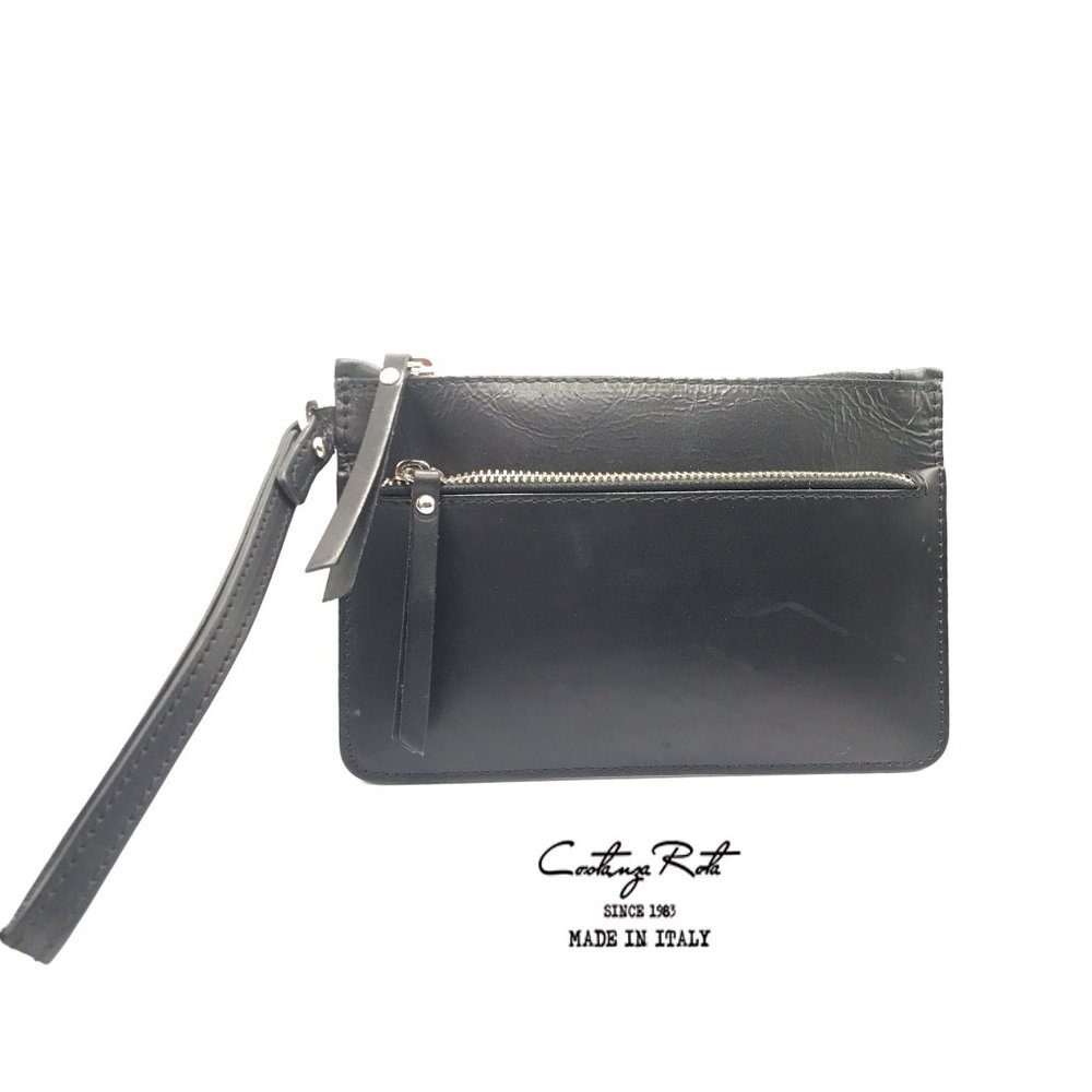 COSTANZA ROTA BLACK Italian Leather WRISTLET Clutch!